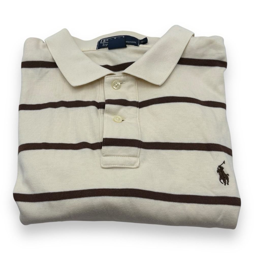 Polo By Ralph Lauren White With Navy Stripes Size L 100% Cotton